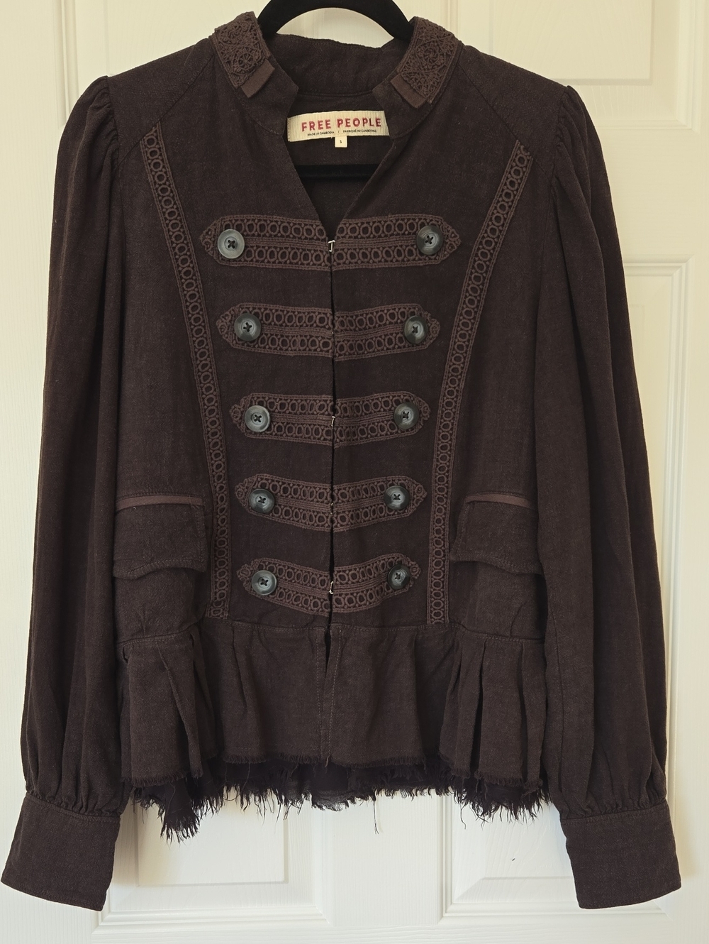 Free People Washed Black "Ariana"  Military Jacket  Size Small